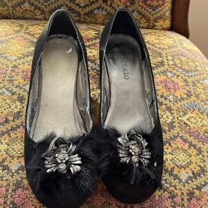 Vintage Stacccato Suede Heels Mariboo Rhinestones Embellishment
